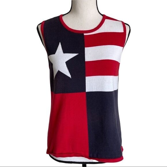 Crystal-Kobe 100% Cotton Stars and Stripes Sleeveless Sweater - Medium - Picture 1 of 6